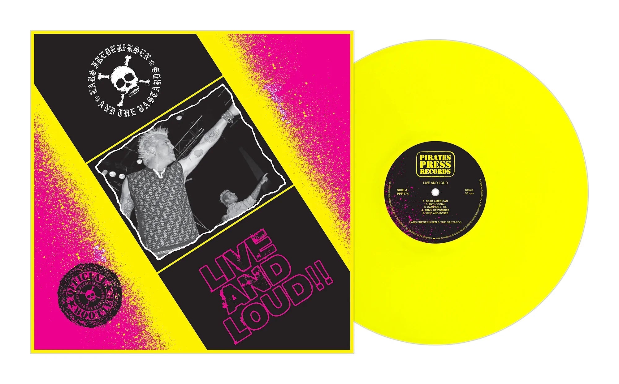 LARS FREDERIKSEN & THE BASTARDS ‘LIVE 'N' LOUD" LP - NEON YELLOW