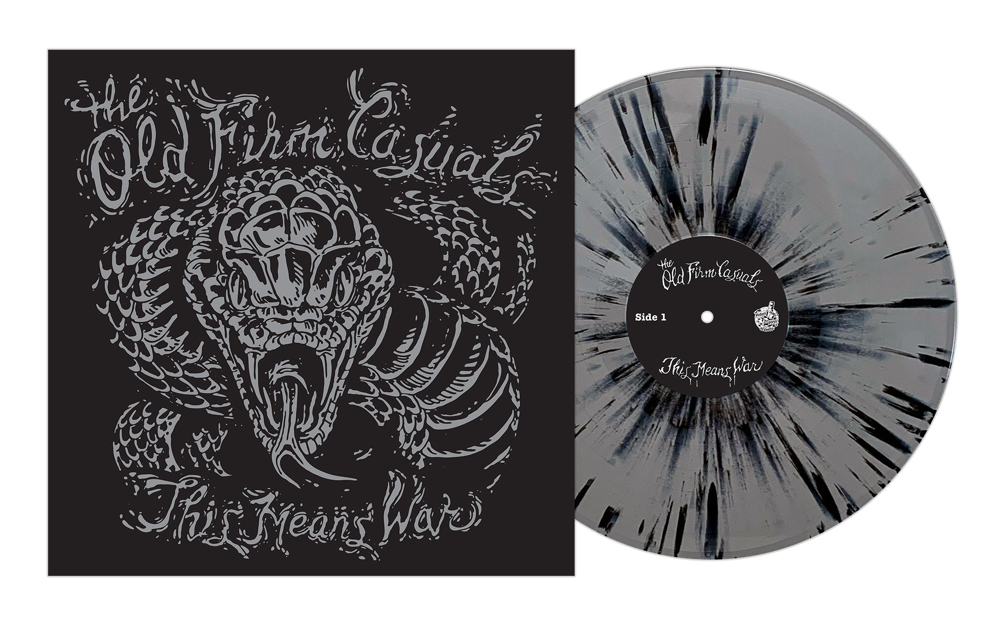 THE OLD FIRM CASUALS 'THIS MEANS WAR' LP - SNAKE GREY/BLACK SPLATTER