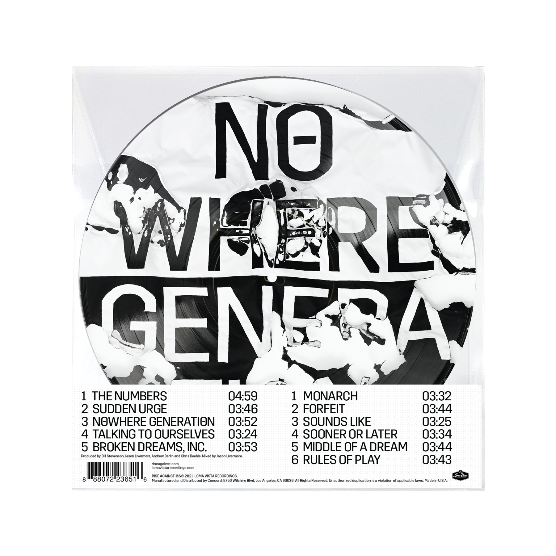 RISE AGAINST ‘NOWHERE GENERATION’ LP - LTD. - PICTURE DISC