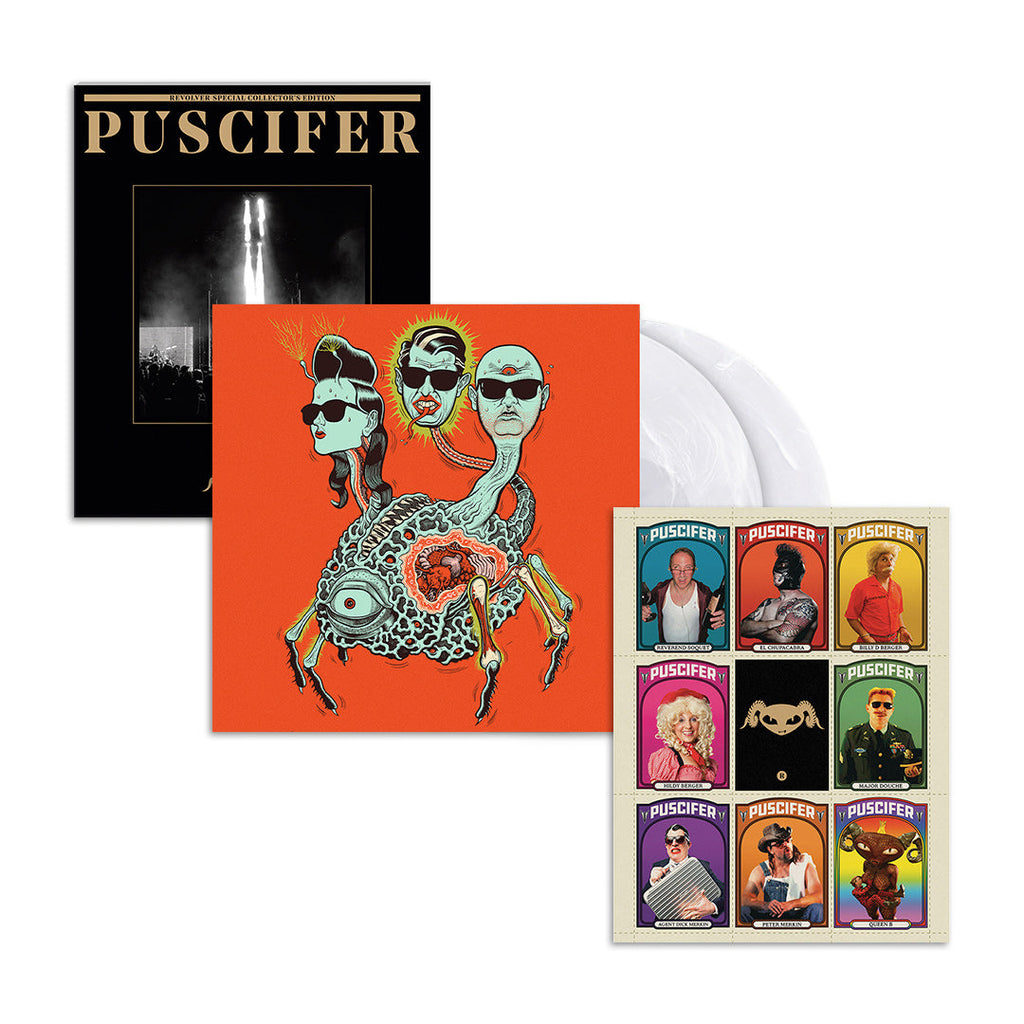 PUSCIFER x Revolver Special Collector's Edition Magazine w/ 'Global Probing, Live from Prescott' 2LP - CLEAR/WHITE/SMOKE