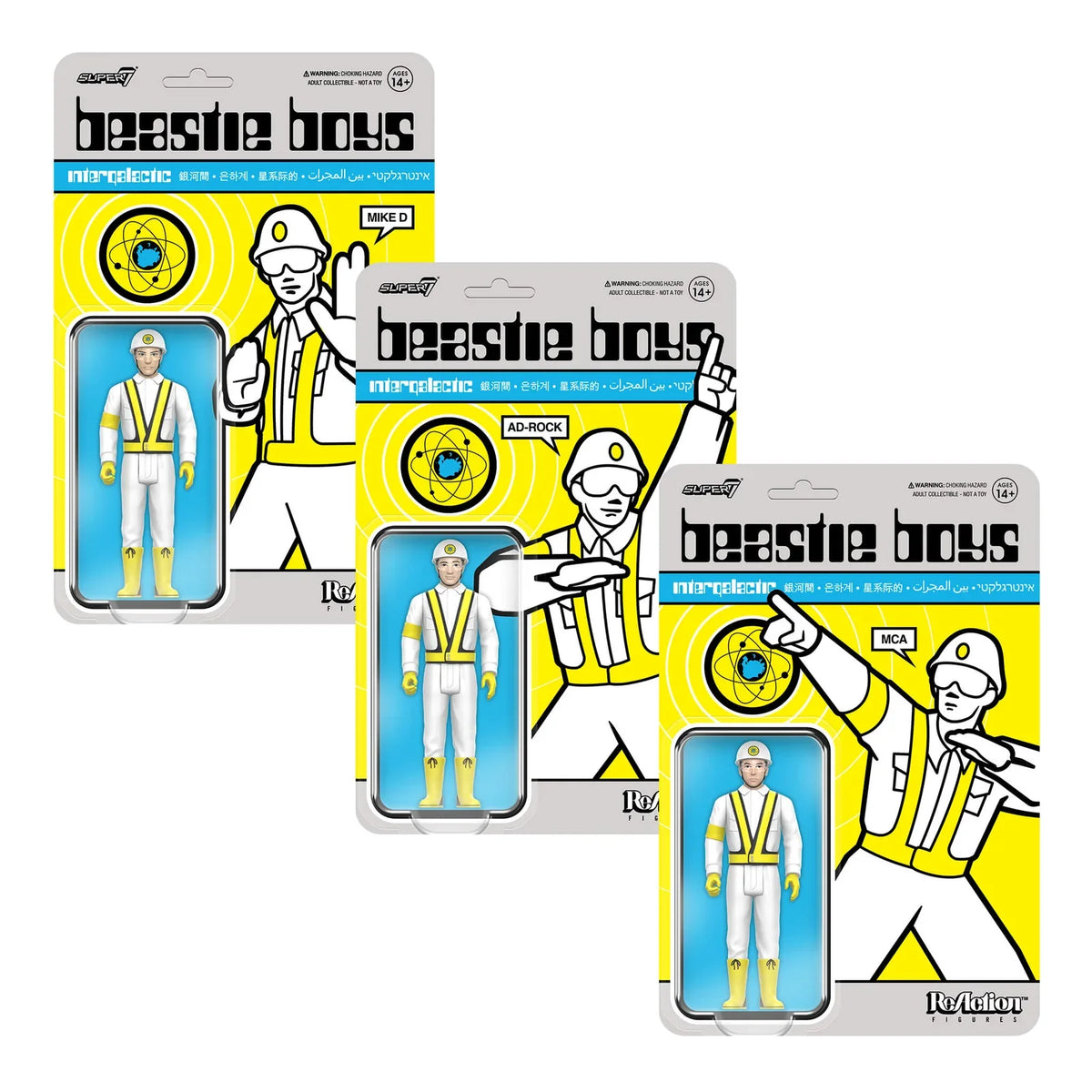 BEASTIE BOYS REACTION FIGURES WAVE 4 (INTERGALACTIC CROSSING GUARD) - 3-PACK