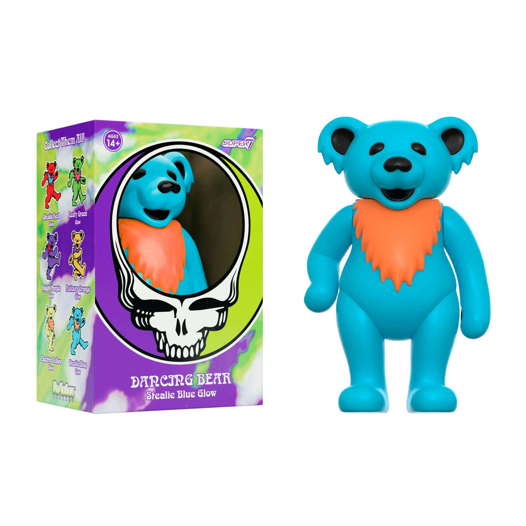 SUPER7 REACTION GRATEFUL DEAD W3 DANCING BEARS - STEALIE BLUE/GLOW IN THE DARK