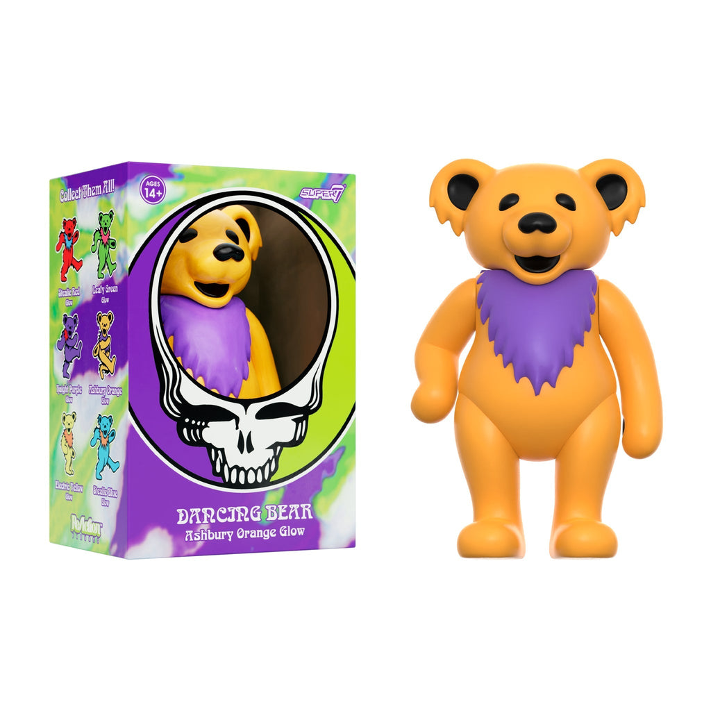 SUPER7 REACTION GRATEFUL DEAD W3 DANCING BEARS - ASHBURY ORANGE/GLOW IN THE DARK