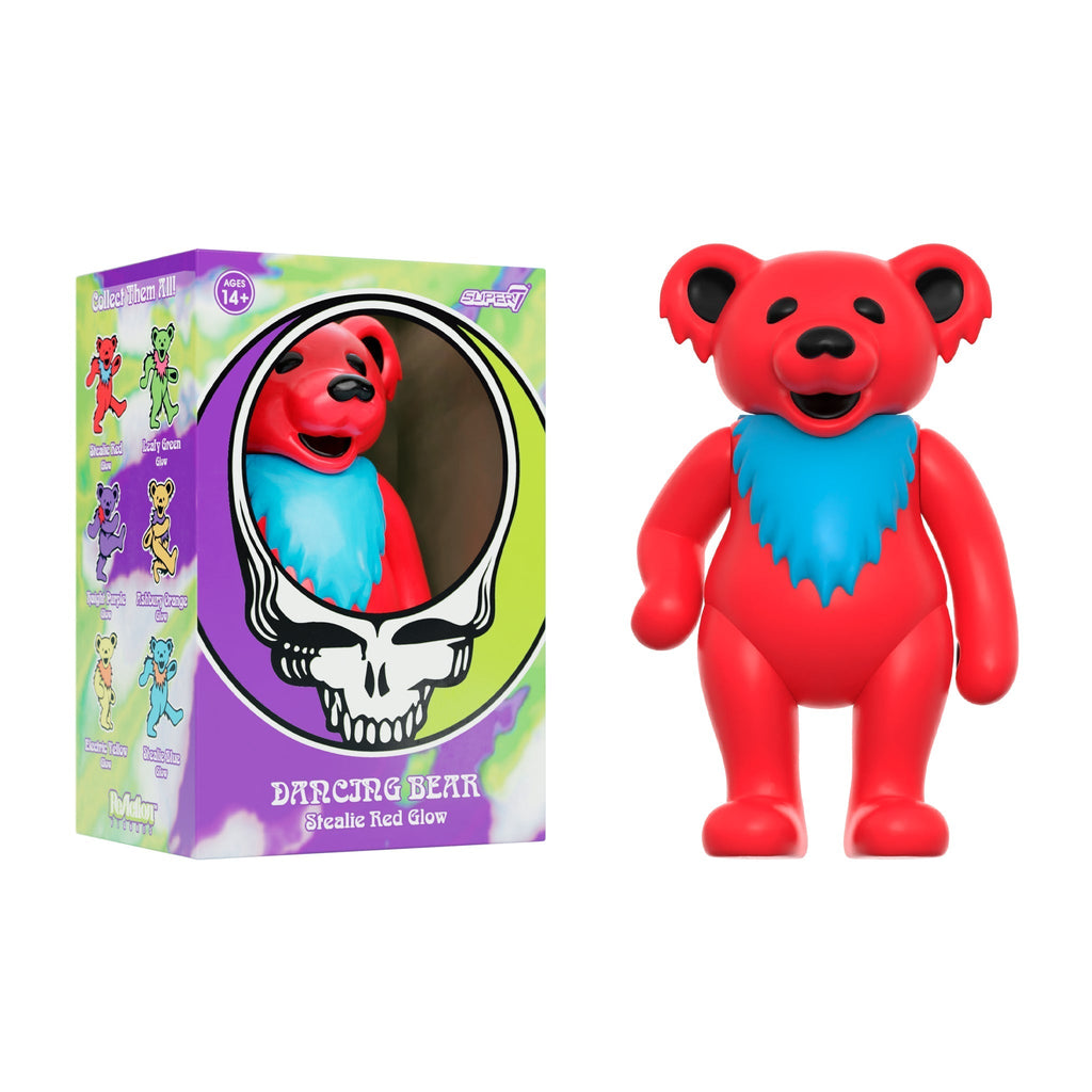 SUPER7 REACTION GRATEFUL DEAD W3 DANCING BEARS - STEALIE RED/GLOW IN THE DARK