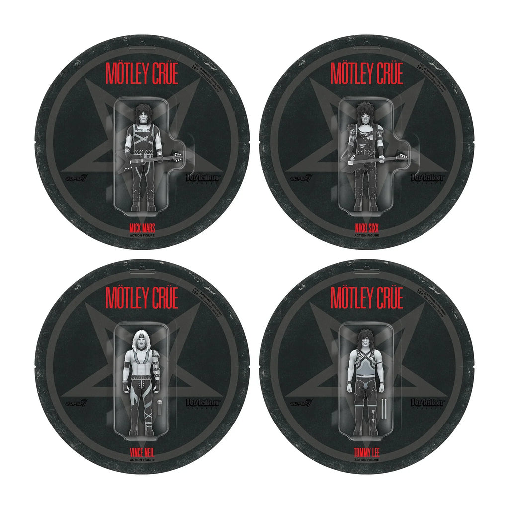 MOTLEY CRUE REACTION FIGURES WAVE 02 - SHOUT AT THE DEVIL 4 PACK - BLACK/WHITE