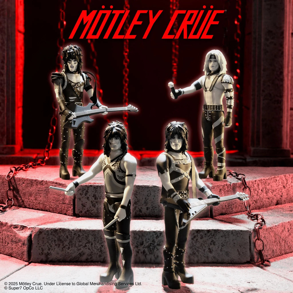 MOTLEY CRUE REACTION FIGURES WAVE 02 - SHOUT AT THE DEVIL 4 PACK - BLACK/WHITE