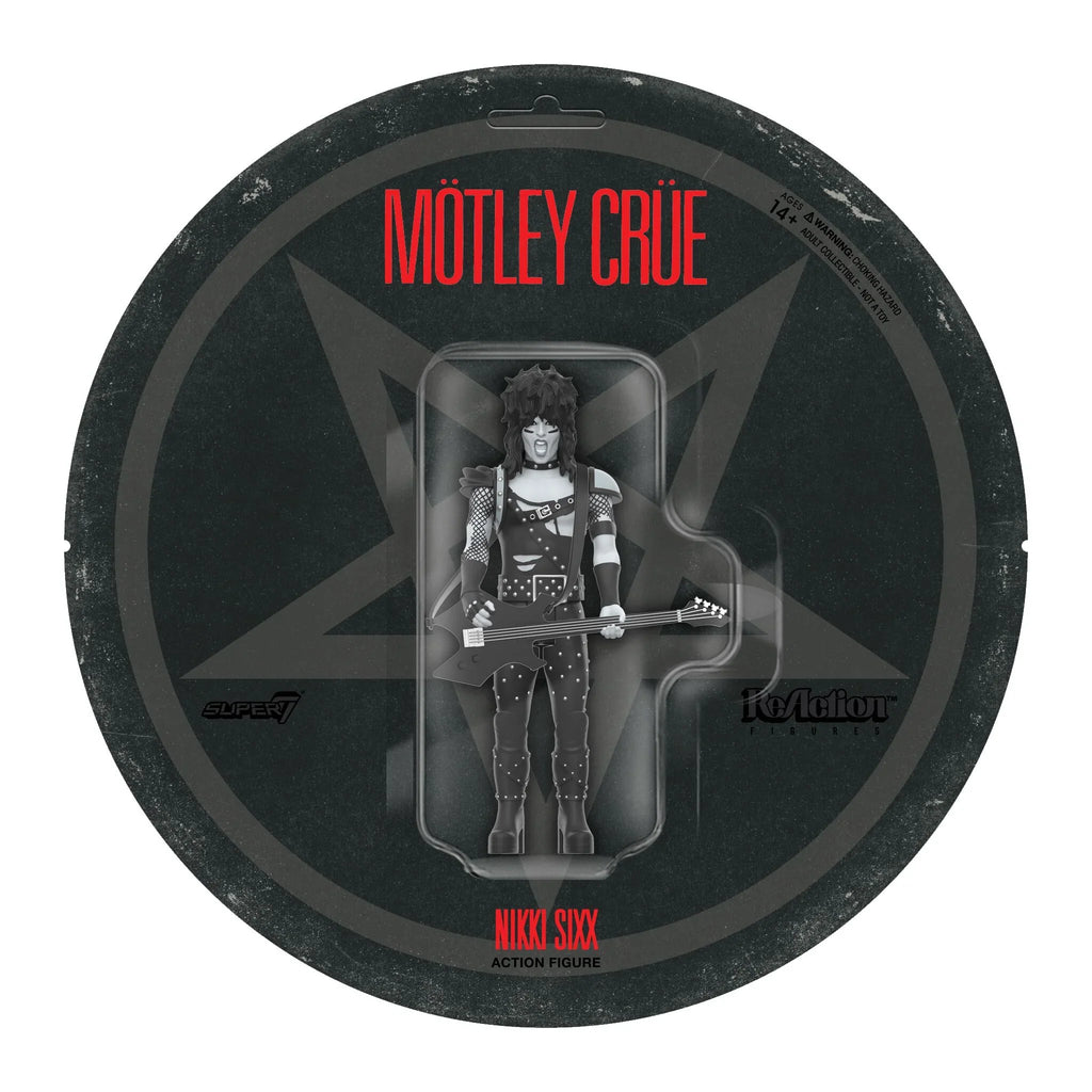 MOTLEY CRUE NIKKI SIXX (SHOUT AT THE DEVIL) REACTION FIGURE WAVE 02 - BLACK/WHITE