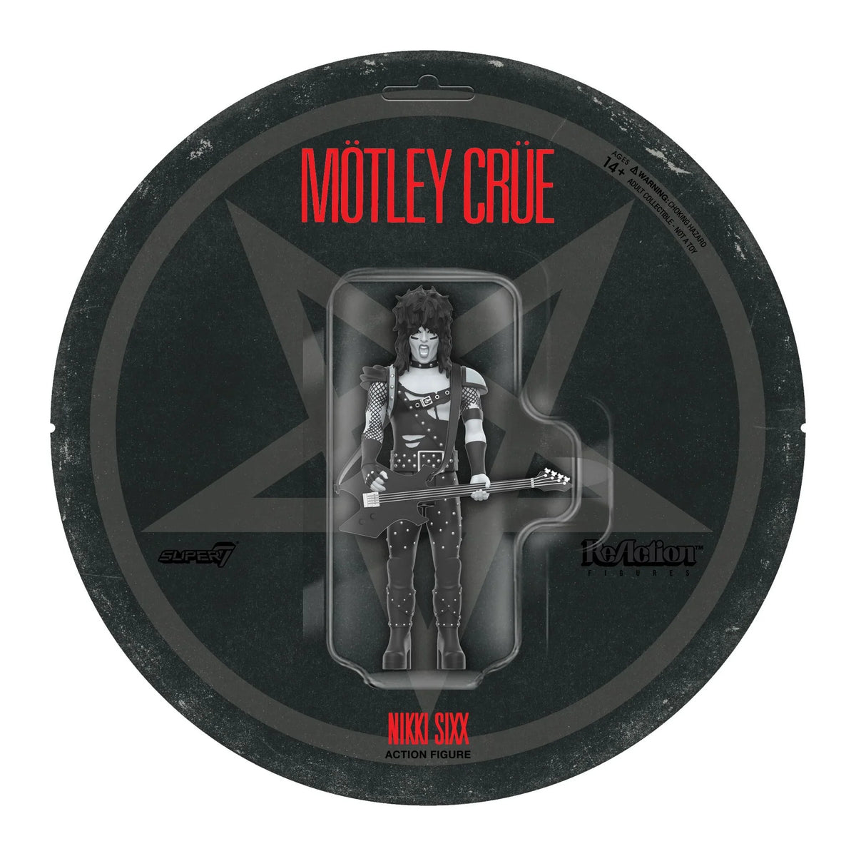 MOTLEY CRUE NIKKI SIXX (SHOUT AT THE DEVIL) REACTION FIGURE WAVE 02 - BLACK/WHITE