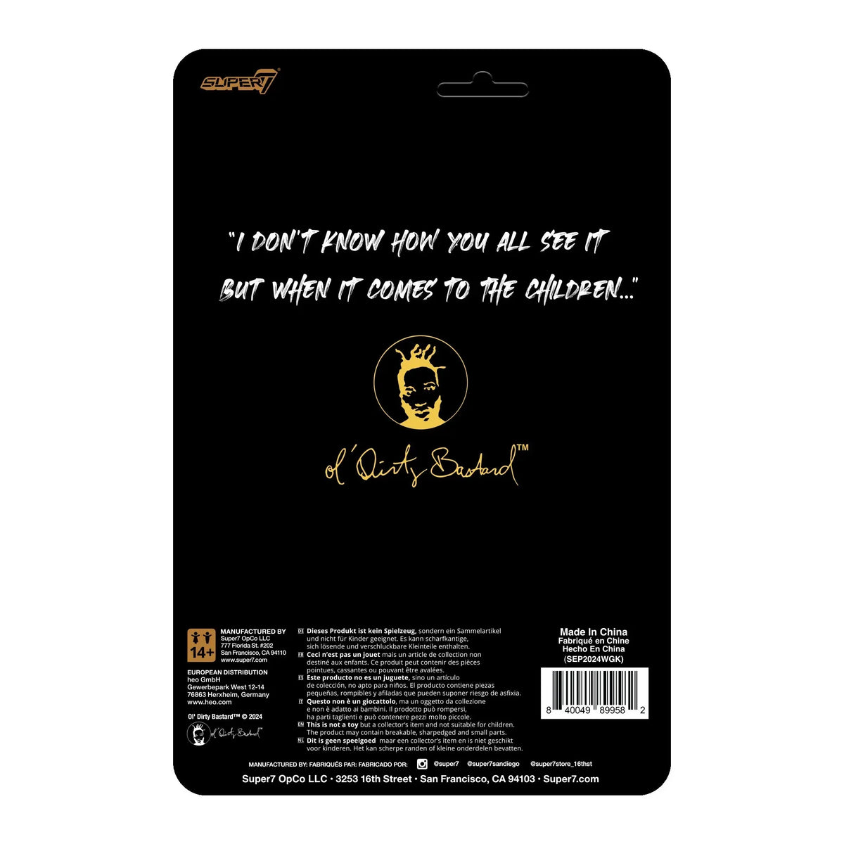 OL' DIRTY BASTARD REACTION FIGURE WAVE 4 - FOR THE CHILDREN