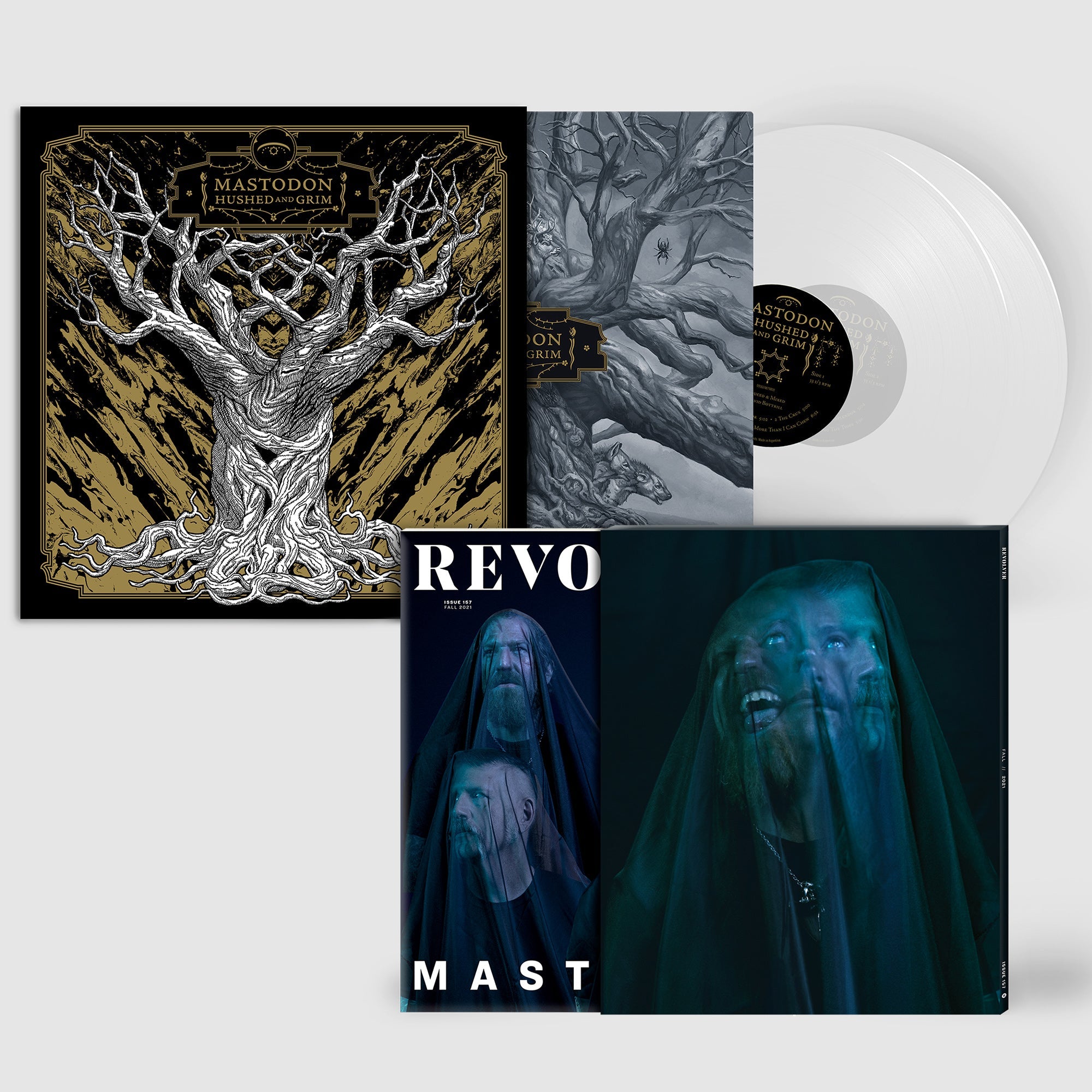 REVOLVER x MASTODON BUNDLE: HAND-NUMBERED SLIPCASE, MAGAZINE & 'HUSHED AND GRIM' 2LP - EXCLUSIVE - LTD. 500 - CLEAR