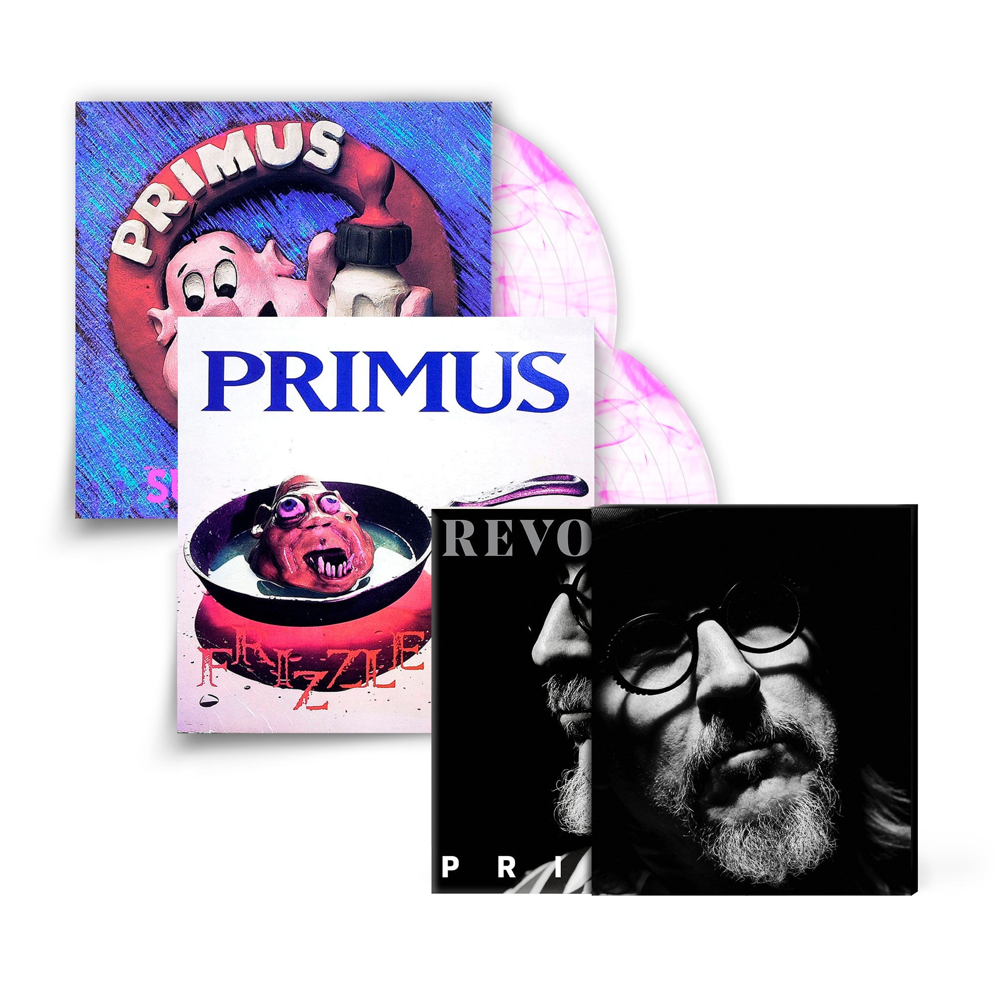 REVOLVER x PRIMUS PINK COLLECTOR'S BUNDLE HAND-NUMBERED ALT COVER SLIPCASE W/ 'SUCK ON THIS' & 'FRIZZLE FRY' LP - EXCLUSIVE - LTD. 100 - CLEAR/PINK