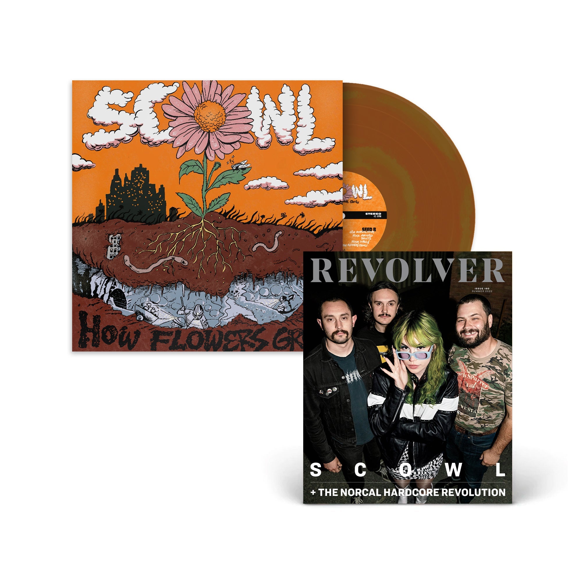 SCOWL BUNDLE: LIMITED 'HOW FLOWERS GROW' COPPER VINYL LP & REVOLVER MAG  - ONLY 100 AVAILABLE