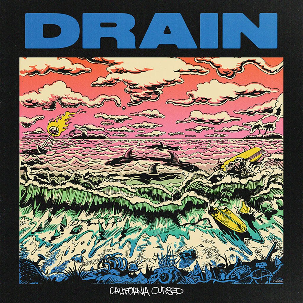DRAIN 'CALIFORNIA CURSED' LP - TRANSLUCENT PINIK/GREEN MARBLE