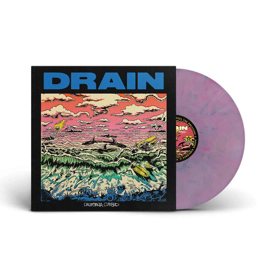DRAIN 'CALIFORNIA CURSED' LP - TRANSLUCENT PINIK/GREEN MARBLE
