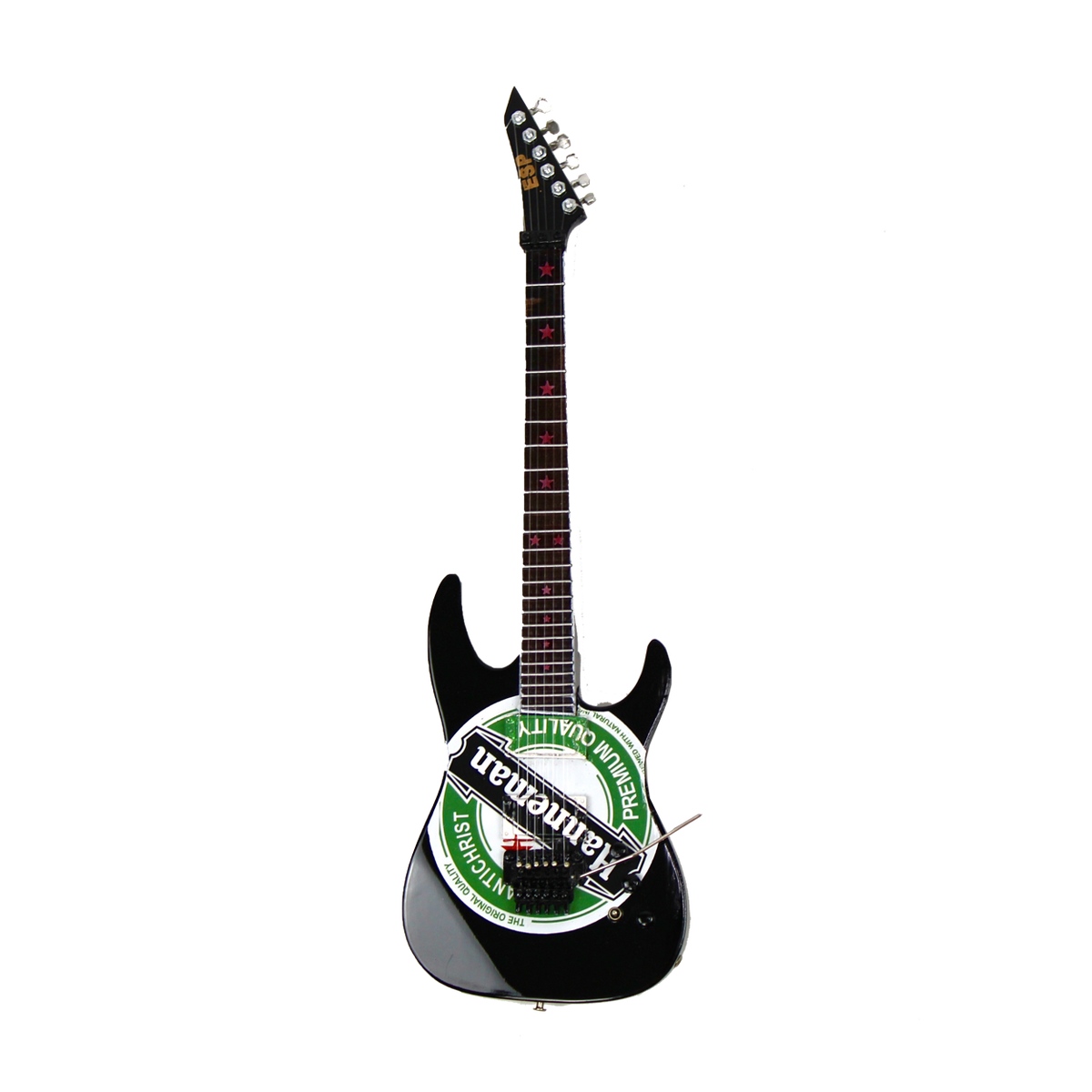 SLAYER - JEFF HANNEMAN - GREEN HEINEKEN LOGO MINI GUITAR