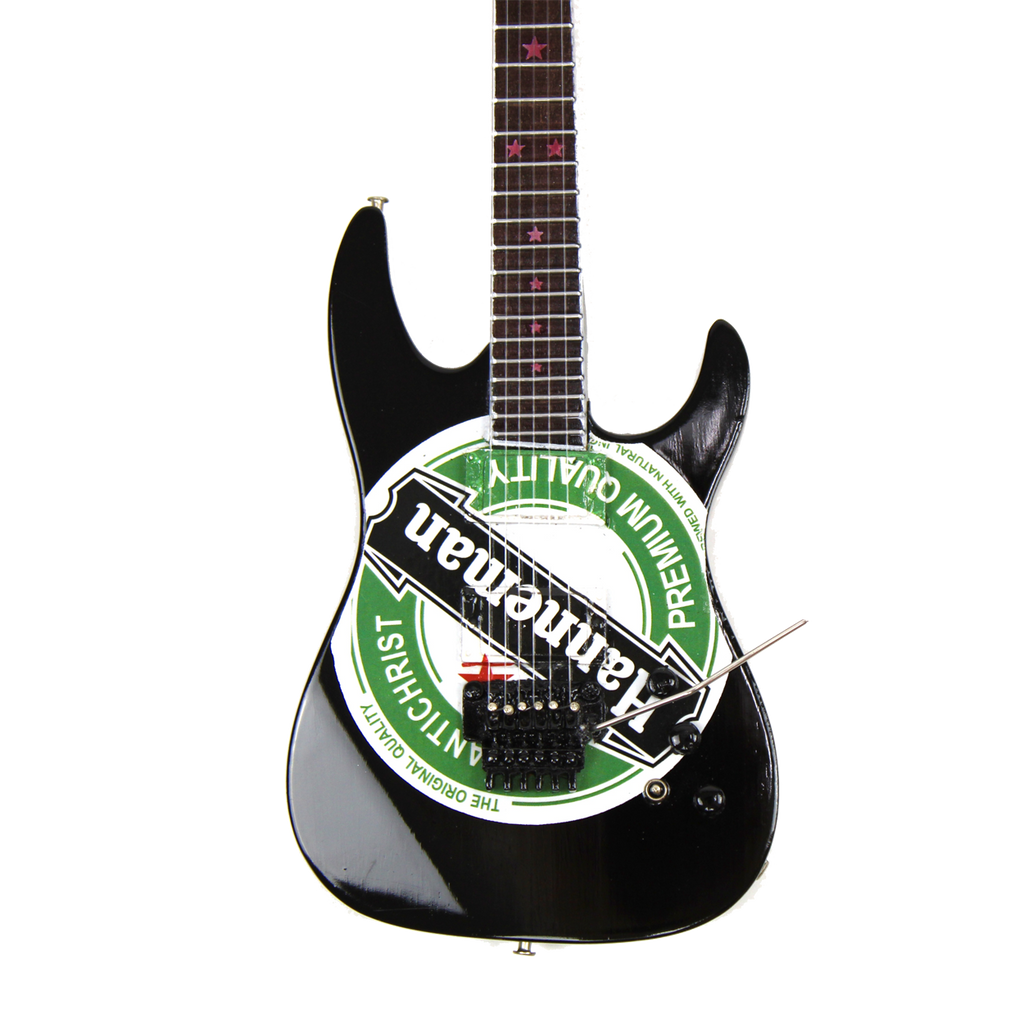 SLAYER - JEFF HANNEMAN - GREEN HEINEKEN LOGO MINI GUITAR