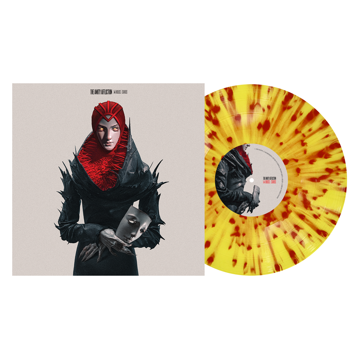 THE AMITY AFFLICTION 'HOUSE OF CARDS' LP + SIGNED INSERT - EXCLUSIVE - LTD. 250 - YELLOW/RED/SPLATTER