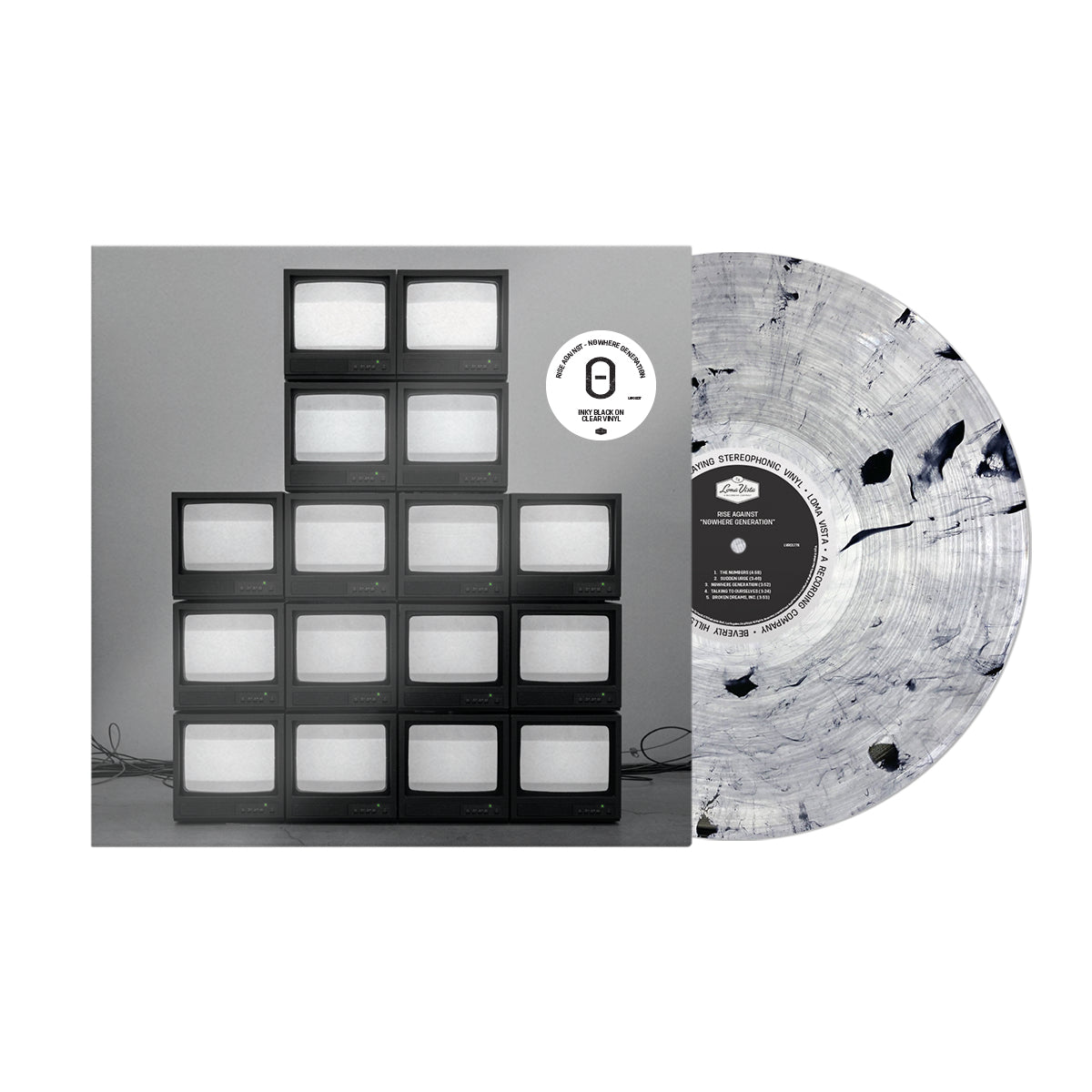 RISE AGAINST 'NOWHERE GENERATION' VINYL LP - EXCLUSIVE - LTD. 600 - INKY BLACK/CLEAR