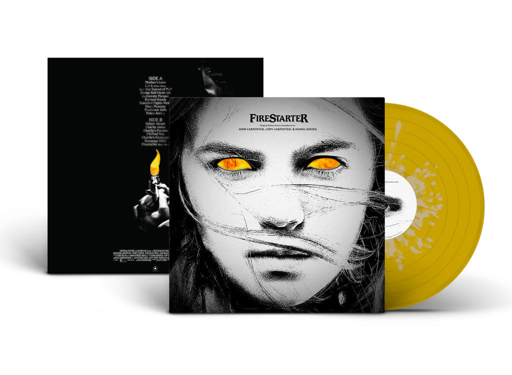 FIRESTARTER SOUNDTRACK LP BY JOHN CARPENTER - YELLOW/BONE SPLATTER