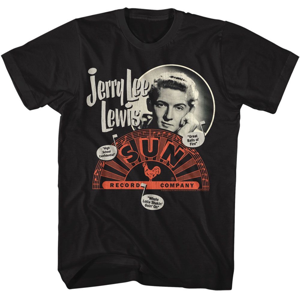 SUN RECORDS - JERRY LEE LEWIS MUSIC NOTE SONG TITLES SHIRT