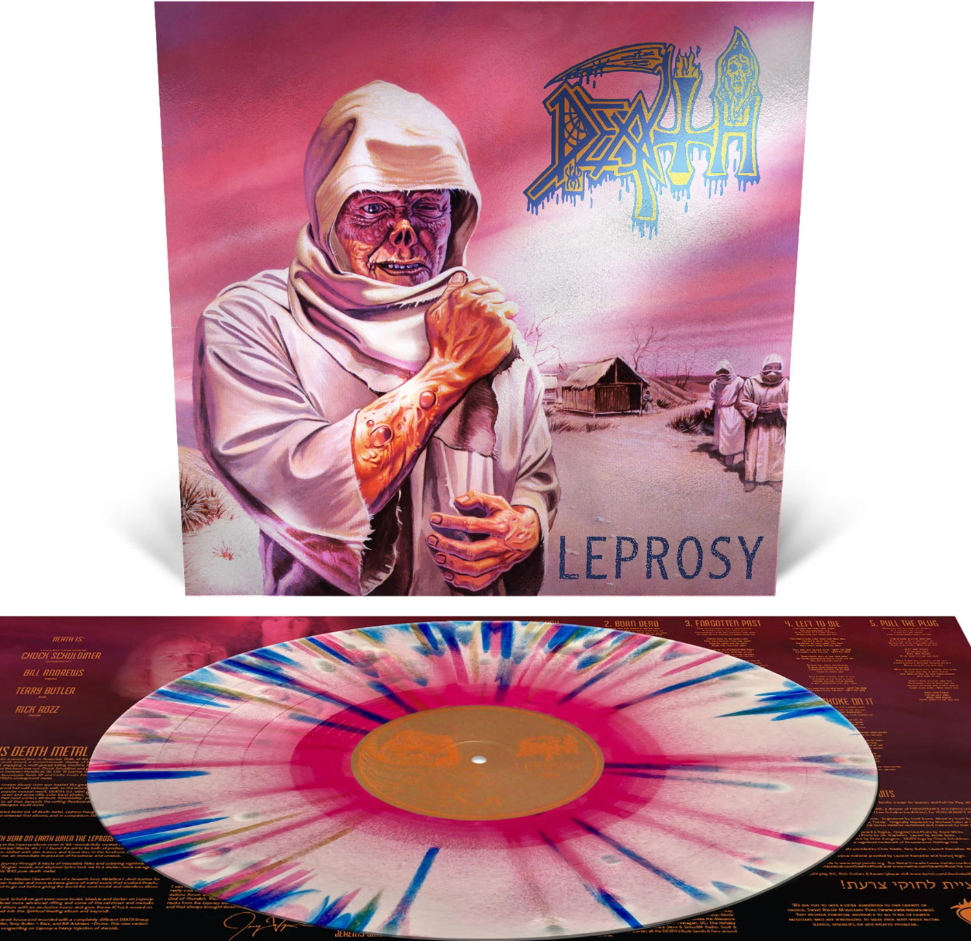 DEATH 'LEPROSY' LP - PINK/WHITE/BLUE/SPLATTER