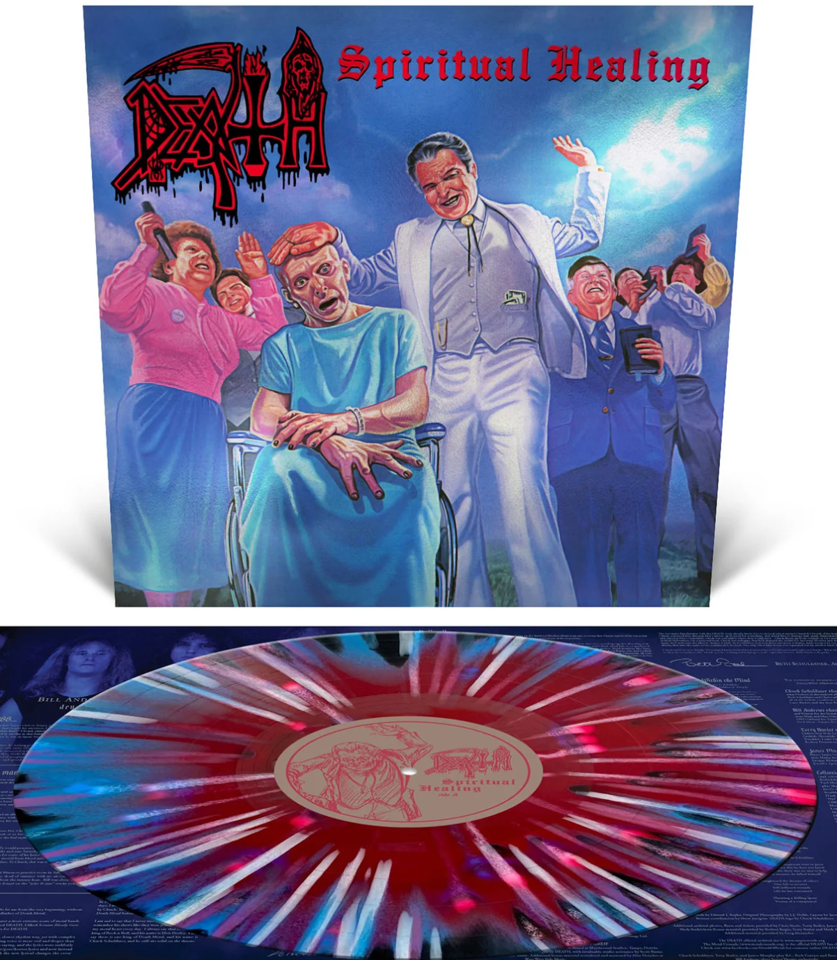 DEATH 'SPIRITUAL HEALING' LP - RED/BLUE/BLACK/SPLATTER