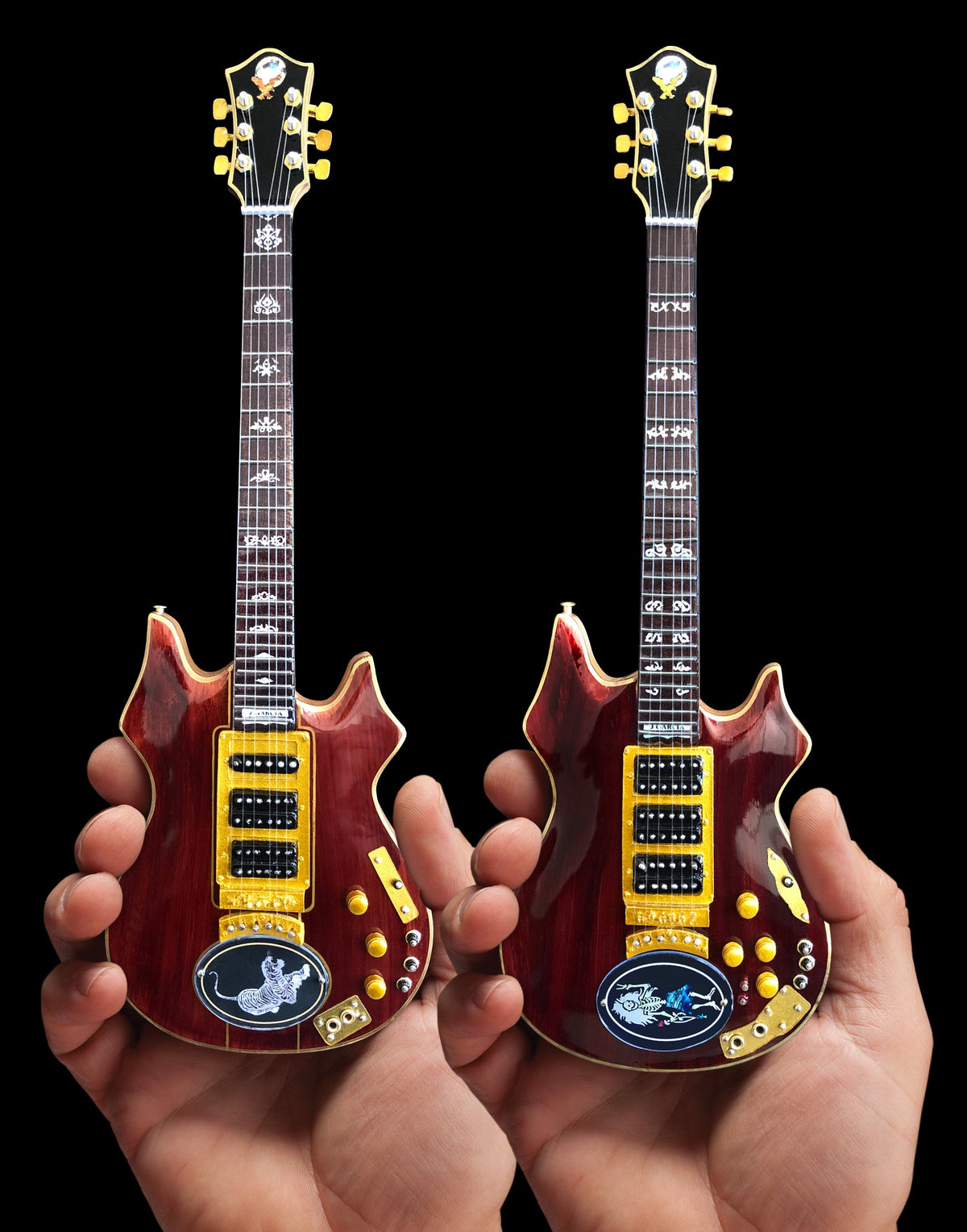 JERRY GARCIA' SET OF TIGER' & ROSEBUD' MINIATURE GUITAR REPLICA COLLECTIBLES