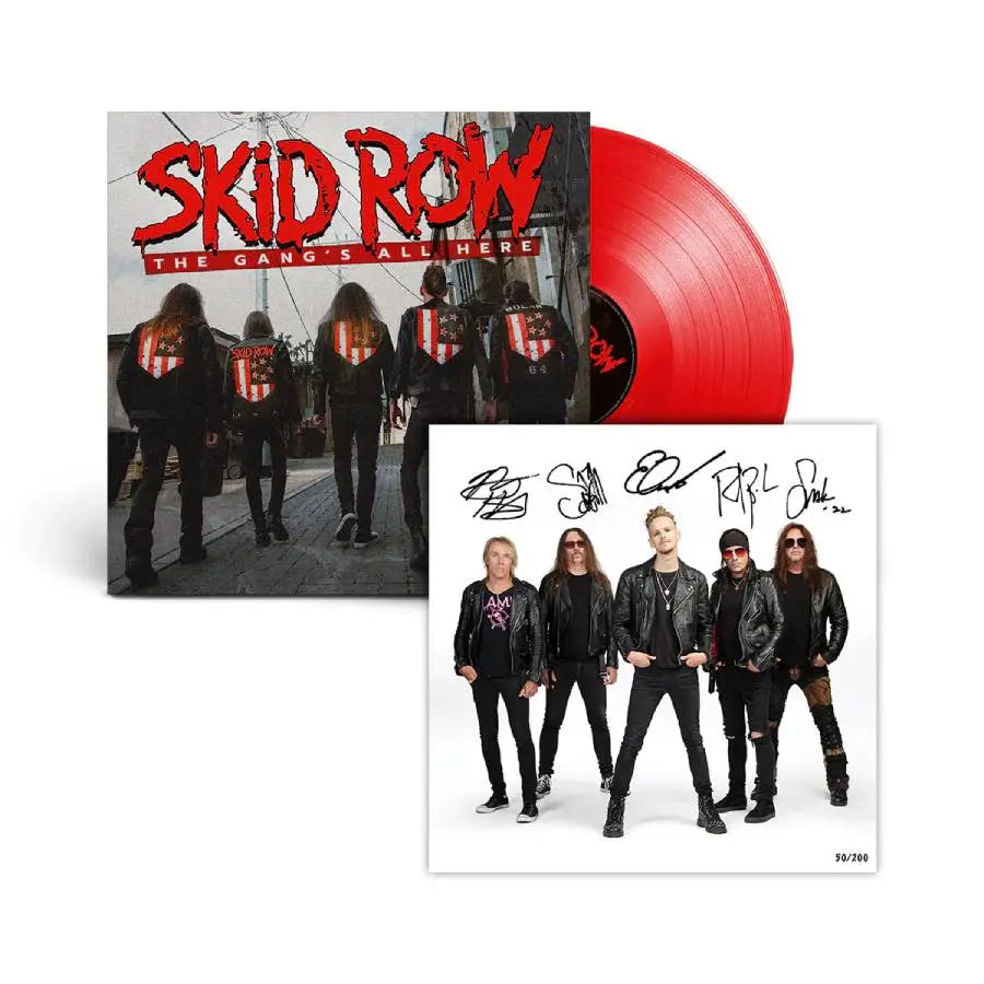 SKID ROW 'THE GANG'S ALL HERE' LP - RED + EXCLUSIVE AUTOGRAPHED PRINT