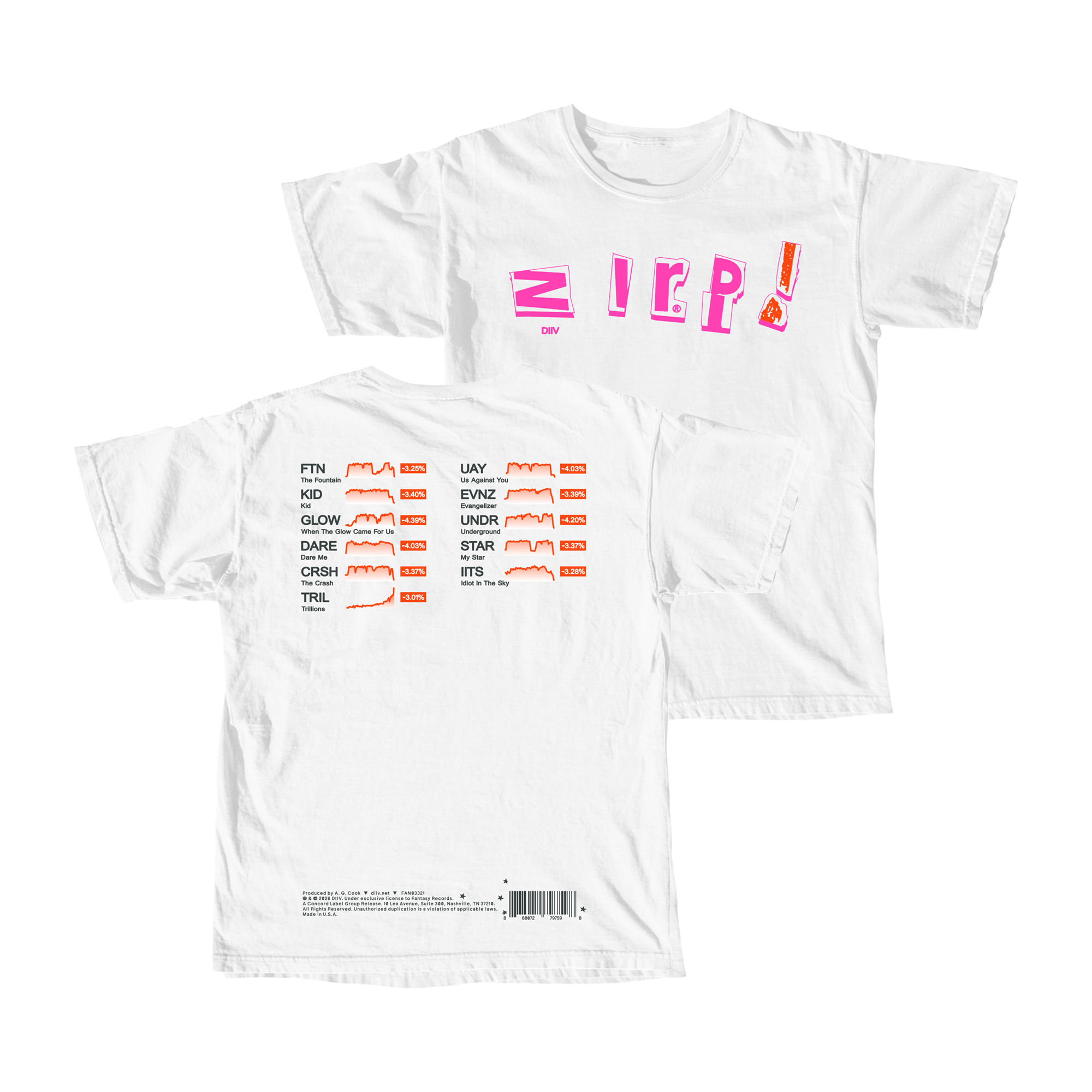 DIIV 'ZIRP!' WHITE T-SHIRT