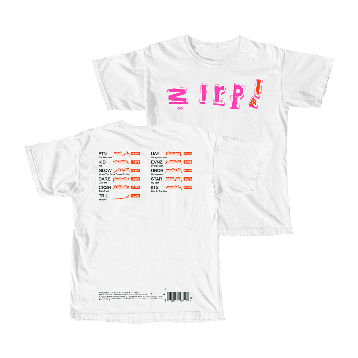 DIIV 'ZIRP!' WHITE T-SHIRT