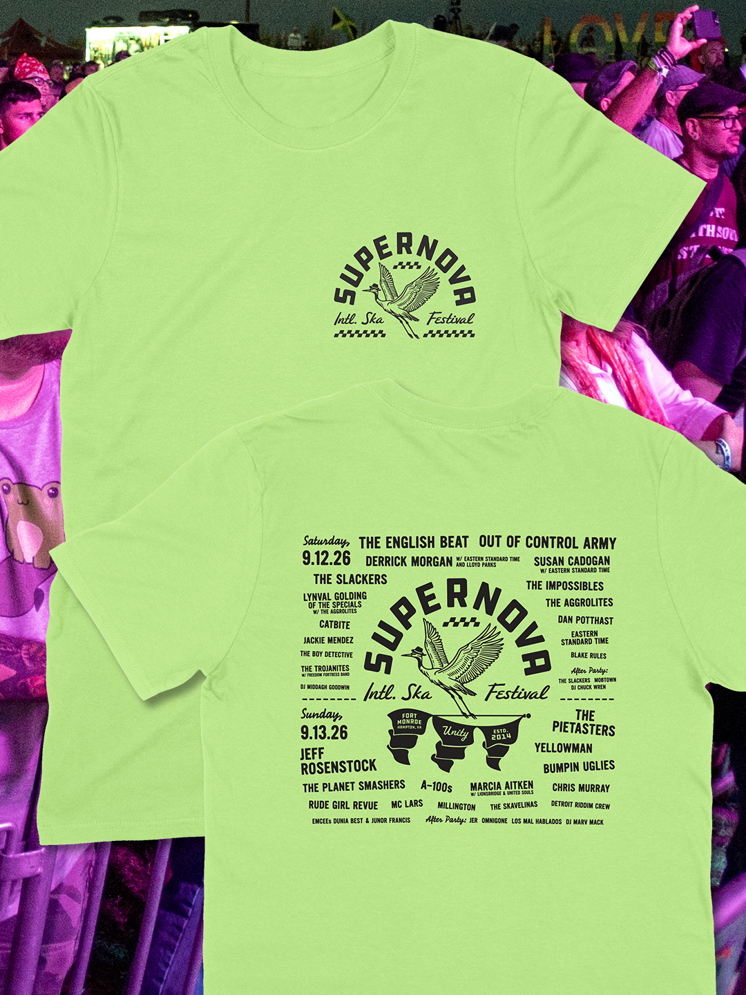 SUPERNOVA GREAT HERON PISTACHIO TEE WITH LINE-UP
