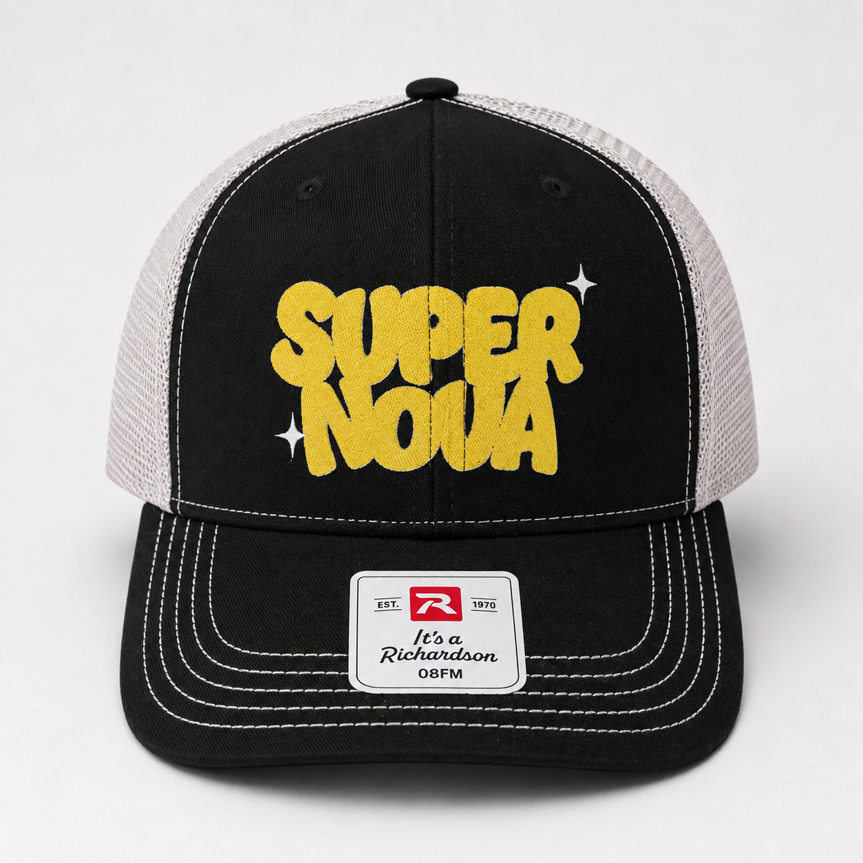 SUPERNOVA FONT TRUCKER CAP - RICHARDSON • BLACK-KHAKI