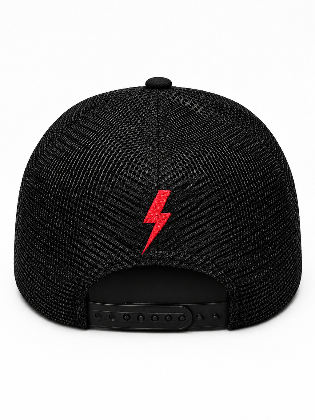 AC/DC Bon Bolt Cut Fabric/Embroidered Black 5 Panel Trucker Hat