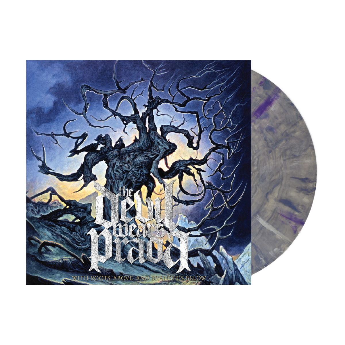 THE DEVIL WEARS PRADA 'WITH ROOTS ABOVE AND BRANCHES BELOW' LP - EXCLUSIVE - LTD. 300 - SILVER/PURPLE 'DECEPTICONS'