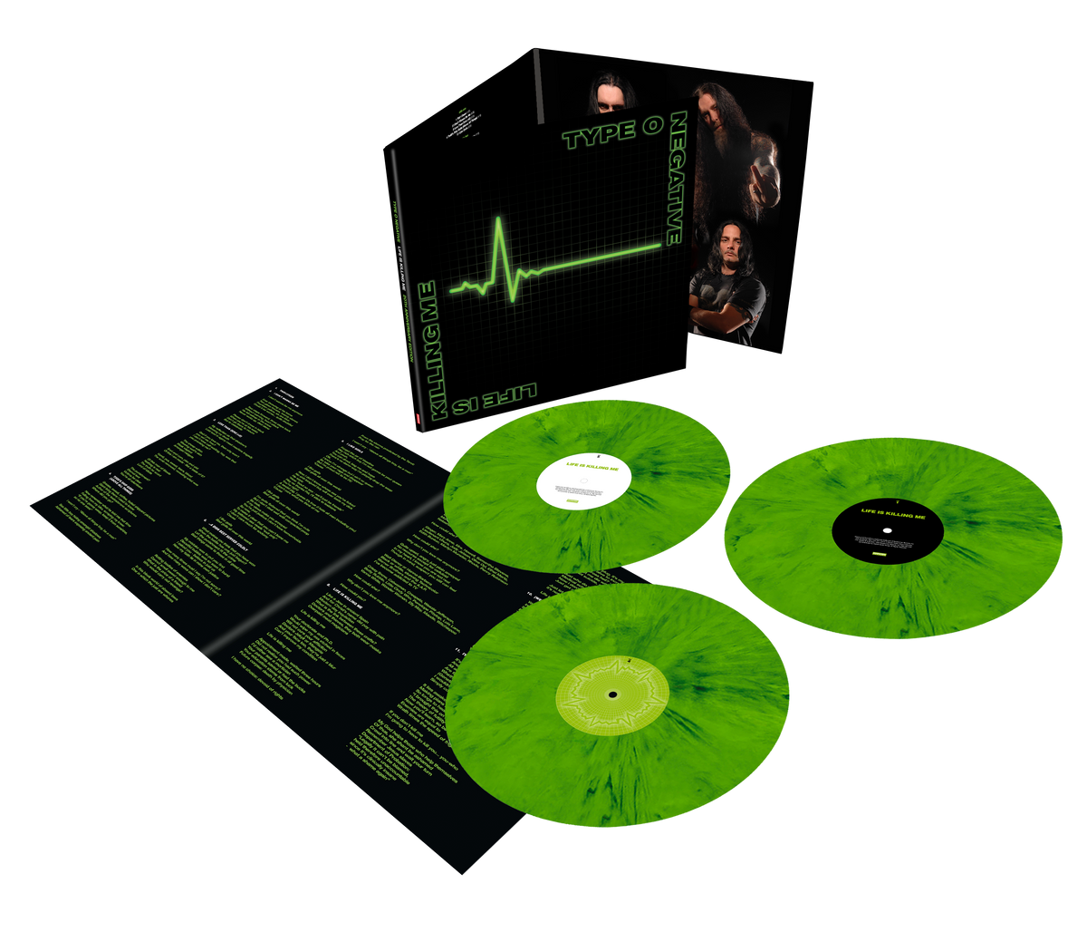TYPE O NEGATIVE 'LIFE IS KILLING ME' 20TH ANNIVERSARY EDITION 3LP - GREEN/BLACK