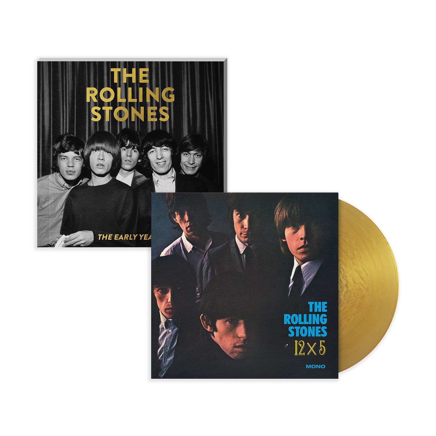 THE ROLLING STONES x GOLDMINE "EARLY YEARS" SPECIAL COLLECTOR’S EDITION SOFTCOVER BOOK + THE ROLLING STONES ’12x5’ LP - LTD. - GOLD