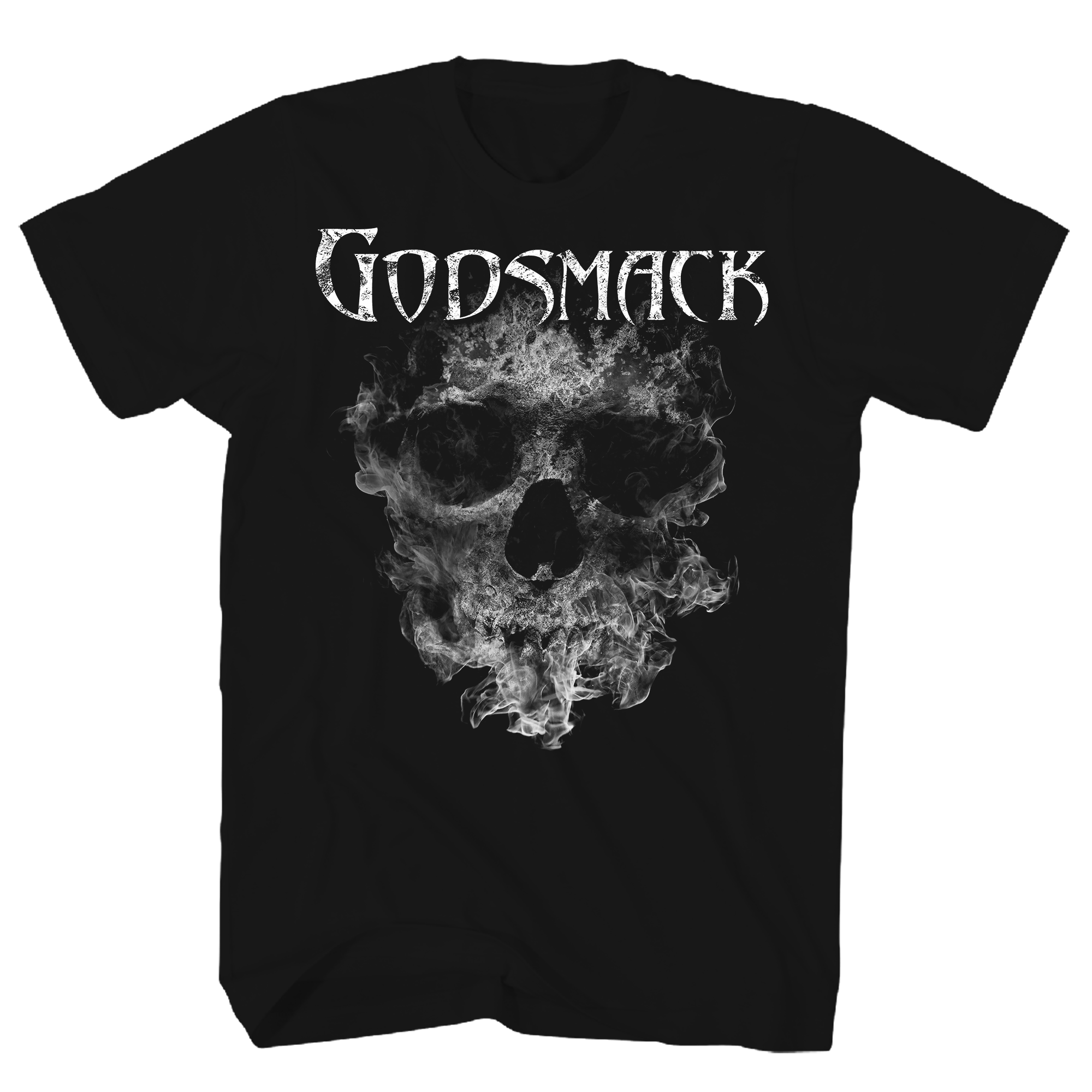 GODMACK SMOKING SKULL BLACK T-SHIRT/S
