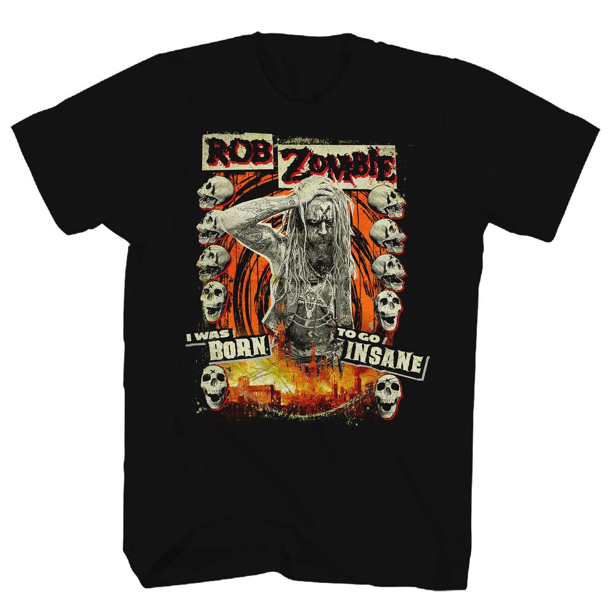ROB ZOMBIE BORN TO GO INSANE BLACK T-SHIRT
