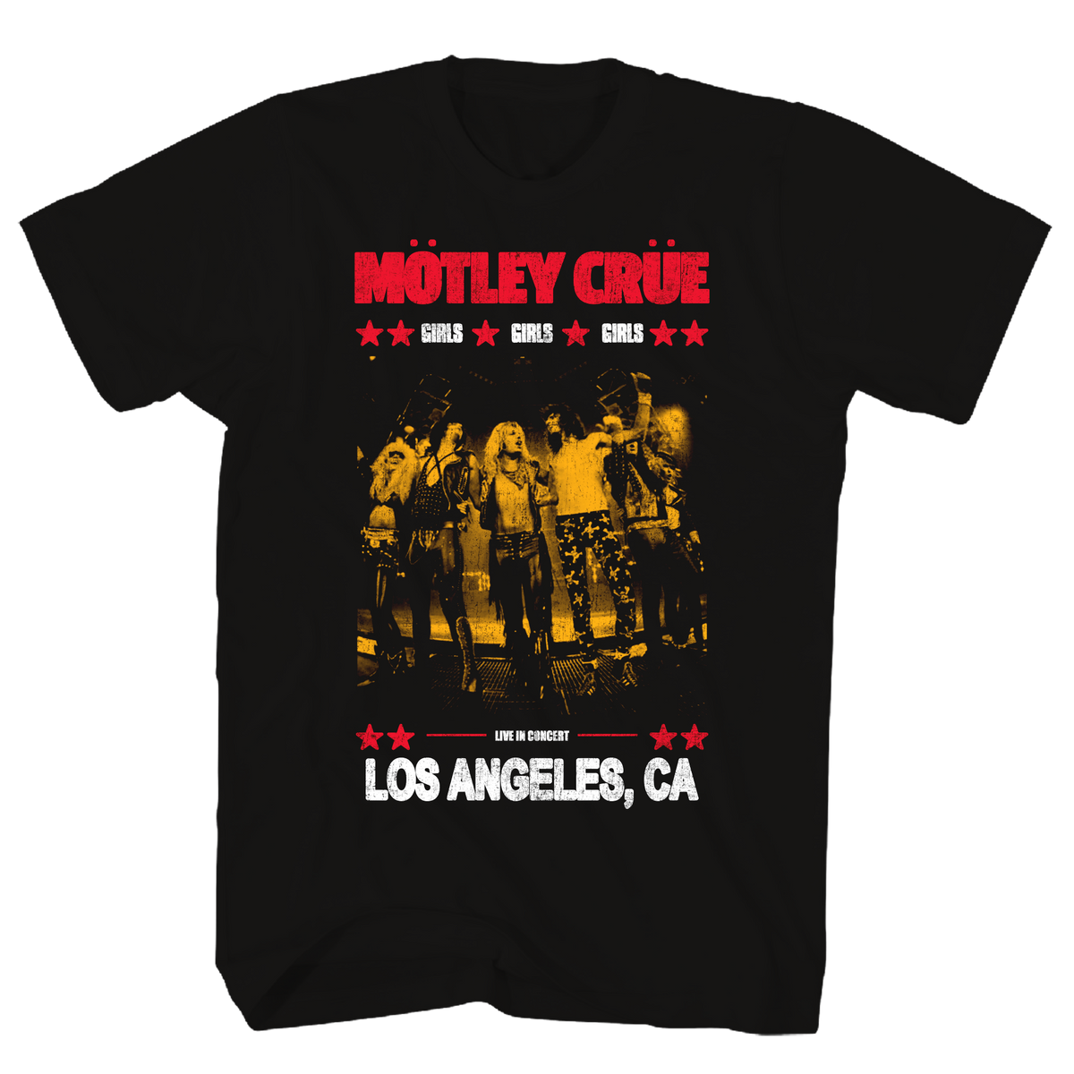 MOTLEY CRUE GIRLS LOS ANGELES, CA BLACK T-SHIRT