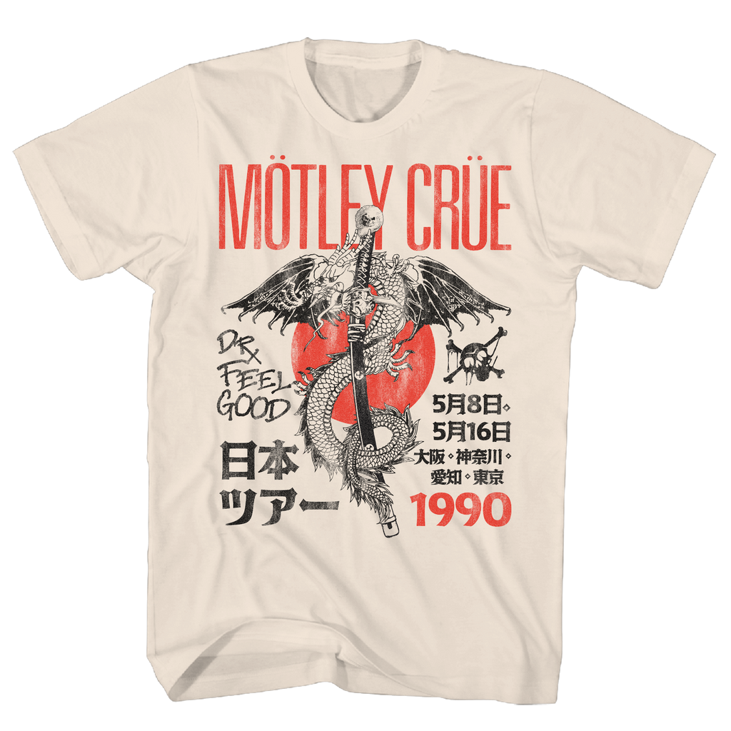 MOTLEY CRUE 1990 DR FEELGOOD KANJI NATURAL T-SHIRT