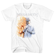 MEGADEATH FLAME VIC WHITE T-SHIRT