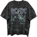 AC/DC BACK IN BLACK SHATTERED GLASS ALL OVER PRINT VINTAGE BLACK T-SHIRT/GIANT VINTAGE
