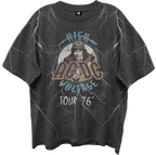 AC/DC HIGH VOLTAGE 76 TOUR FRT/BACK ALL OVER PRINT VINTAGE BLACK T-SHIRT/GIANT VINTAGE