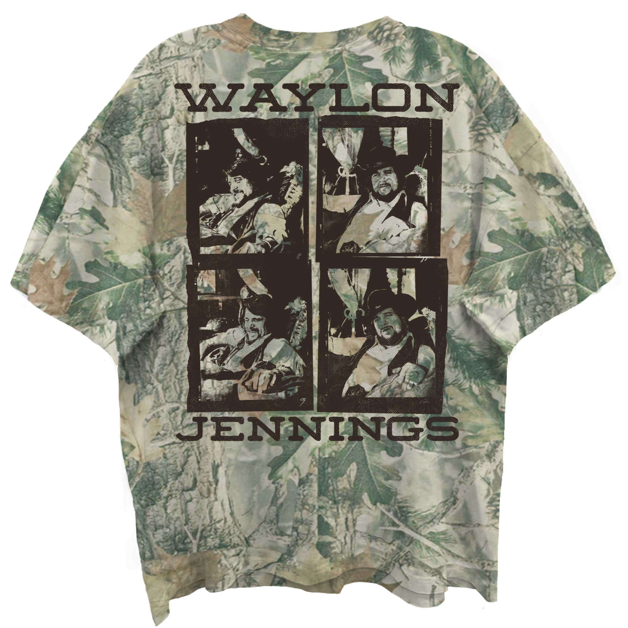 WALYON JENNINGS LOGO SQUARES FRT/BACK WOODLAND CAMO T-SHIRT/S