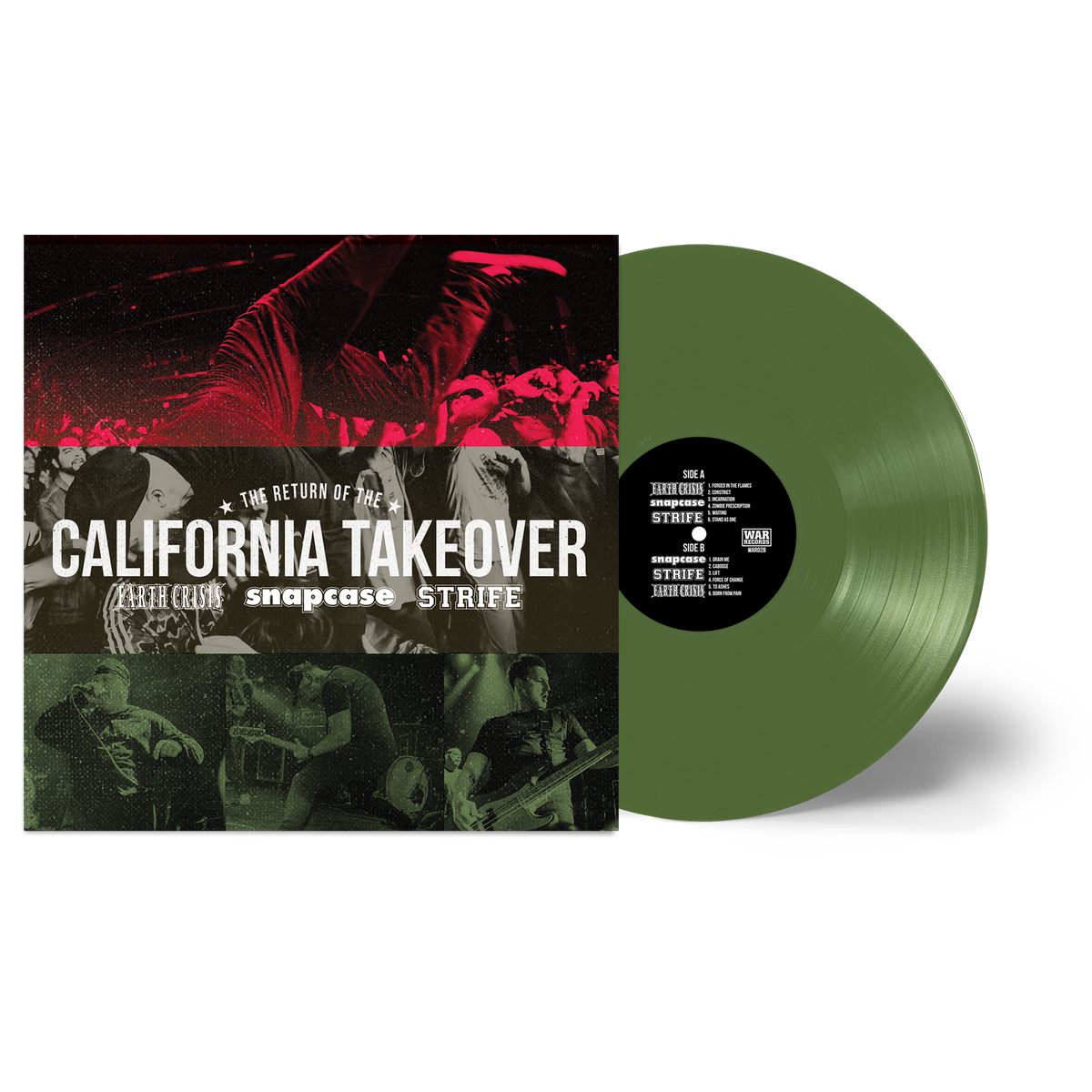 EARTH CRISIS, SNAPCASE, STRIFE 'THE RETURN OF THE CALIFORNIA TAKEOVER' LP - LTD. OLIVE GREEN