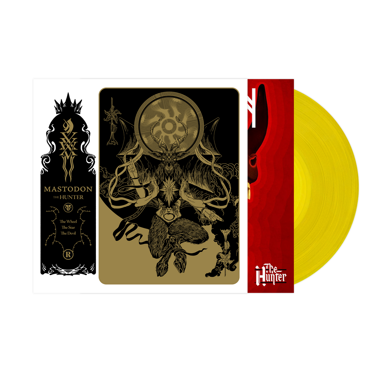 MASTODON 'THE HUNTER' LP (Exclusive ' Yellow Vinyl) w/ SIGNED 12"x12" PAUL ROMANO PRINT