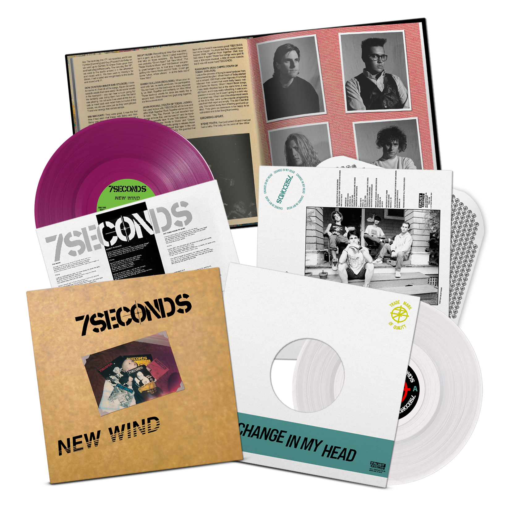 7SECONDS 'NEW WIND / CHANGE IN MY HEAD' 2LP - PURPLE/CLEAR