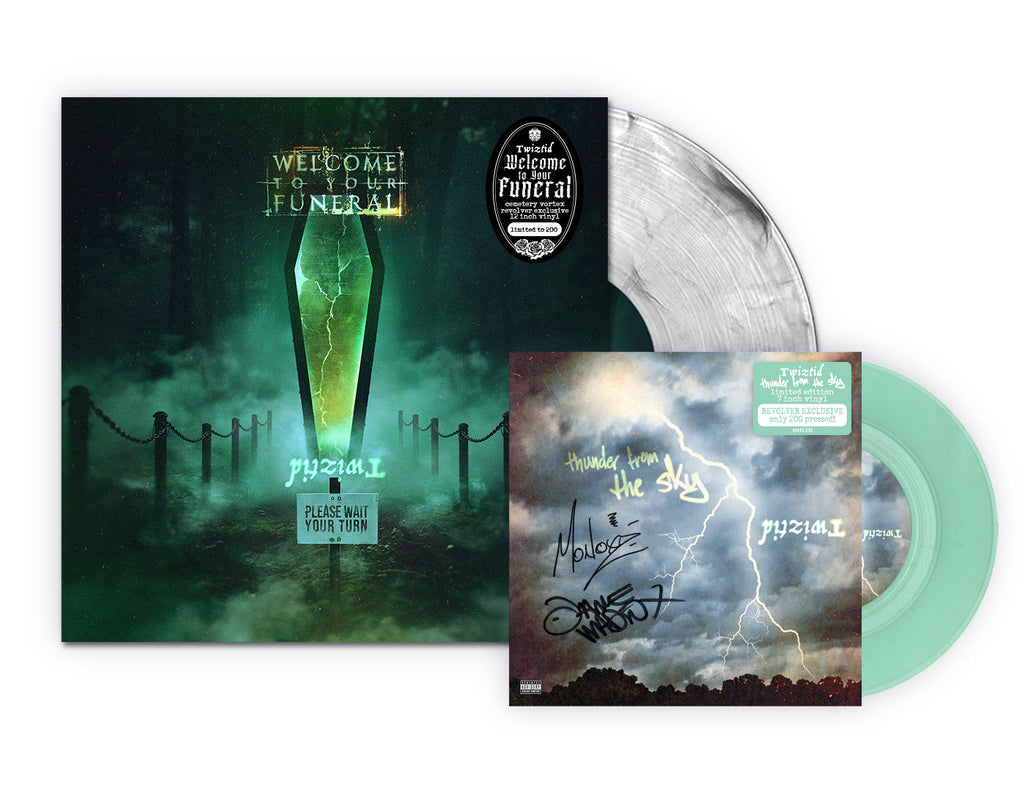 TWIZTID 'WELCOME TO YOUR FUNERAL' LP + 7" LTD. 200 - CEMETERY VORTEX/CLEAR/GRAY/BLACK + SIGNED 7" - MINT GREEN