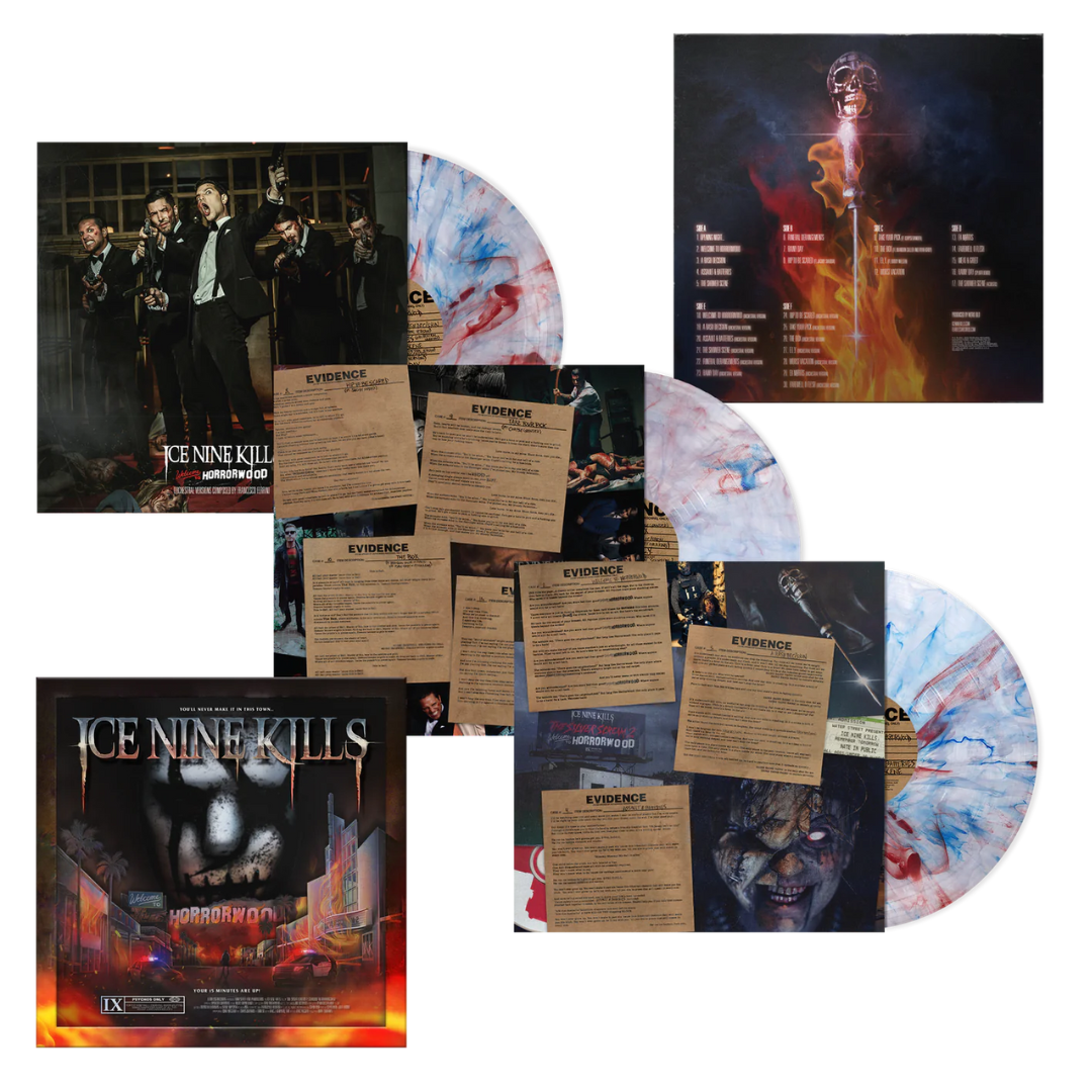 ICE NINE KILLS 'WELCOME TO HORRORWOOD: UNDER FIRE' 3LP BOX SET - DELUXE - RED/WHITE/BLUE/SWIRL