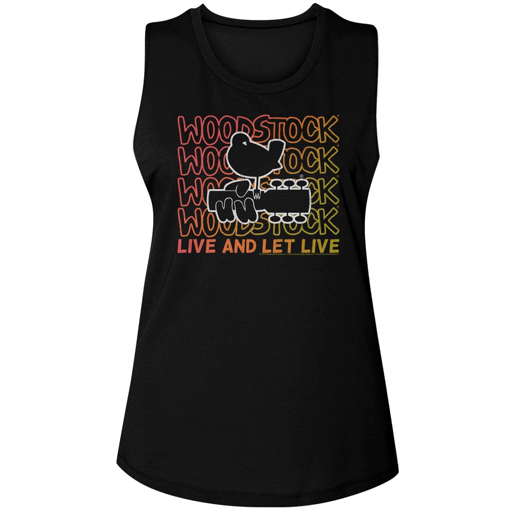 WOODSTOCK - LIVE AND LET LIVE GRADIENT LADIES SHIRT
